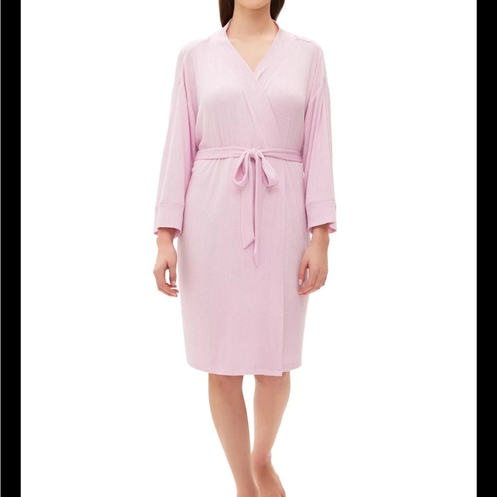 Gap Body Long Sleeve Ribbed Belted Robe Butterfly Pink Size XL NWT